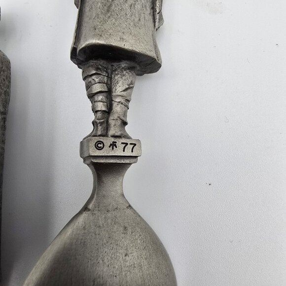 Vintage Pewter Collectible Spoons,1970's Themed Figures "The Host" "The Merchant - Picture 3 of 4